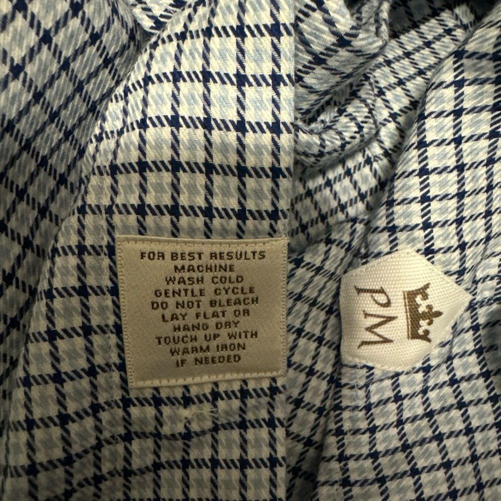 Peter Millar Blue Mens Size Large Striped Button‎ Up Long Sleeve Greens Masters - Picture 11 of 11